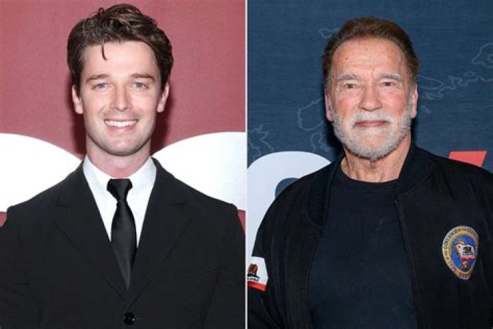 Patrick Schwarzenegger lets dad Arnold cut his hair — with comically large scissors